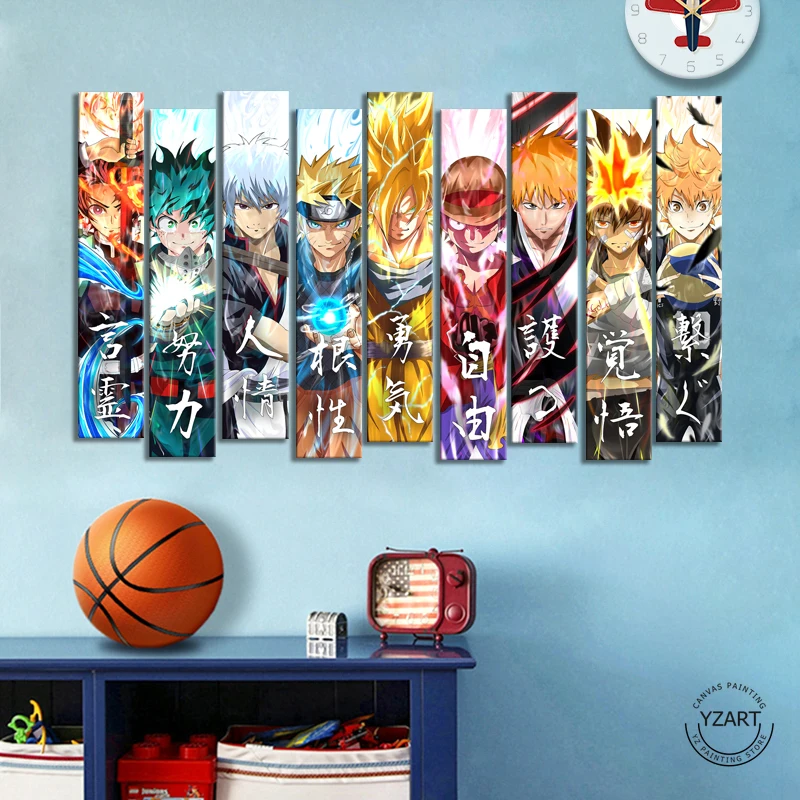 9 kusov jeden kus/My Hero Academia Anime Protagonist Collection Picture Artwork Canvas Obrazy nástenné umenie pre domáci dekorácia darček