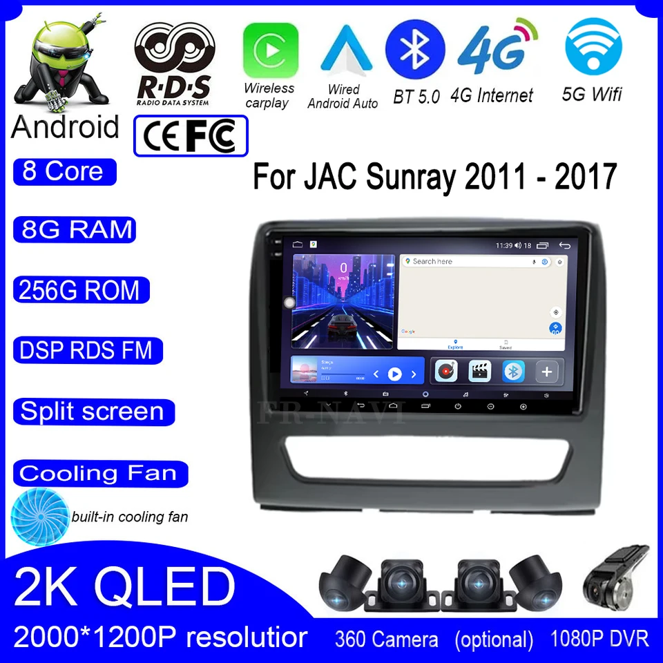 9 LNCH Android 14 pre Jac Sunray 2011 - 2017 CAR Radio Multimedia Video Player Player CarPlay Auto 4G+WiFi