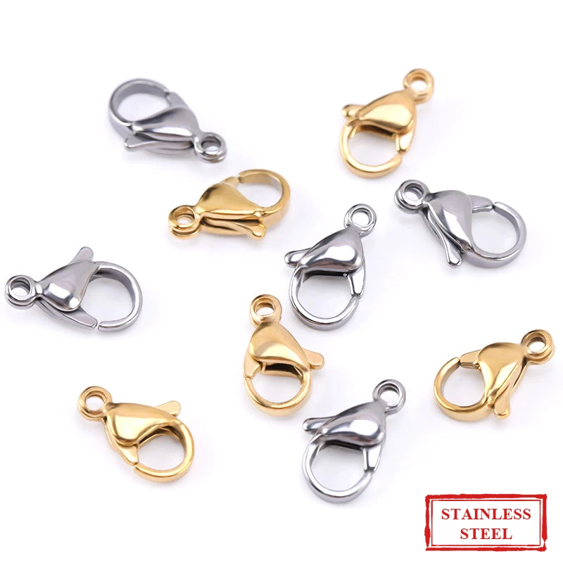 9 mm/11 mm/13 mm z nehrdzavejúcej ocele homáre s homospinkami konektorov Claw Claw Clasps pre nálezy šperkov DIY Náramok náhrdelníka 10ks
