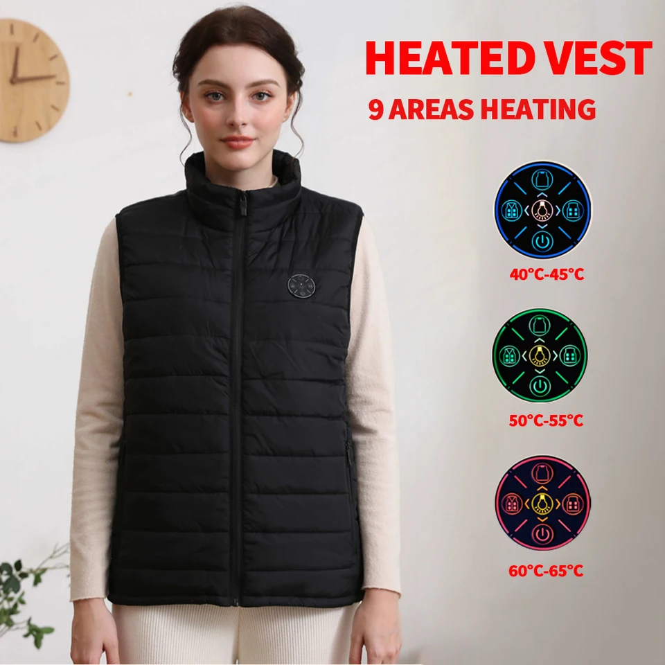 9 oblastí USB vyhrievaná vesta Men Ženy Elektrické vykurovacie vesty Jazdené vyhrievané vesty Bodywarmer Vyhrievané teplejšie bunda zima zima