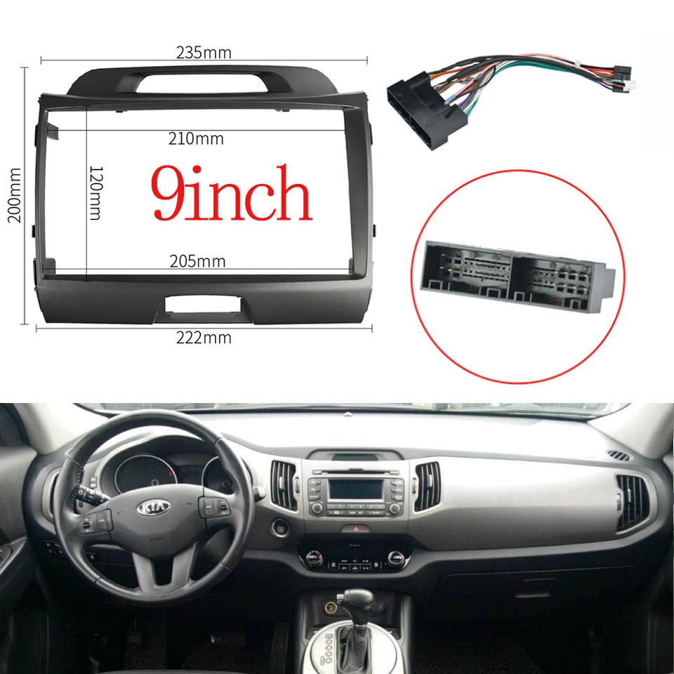 9 palcov 2 Dvojité auto Radio Fascia Panel Dash Dash Rám rámové stereo pre Kia Sportage 2010-2015