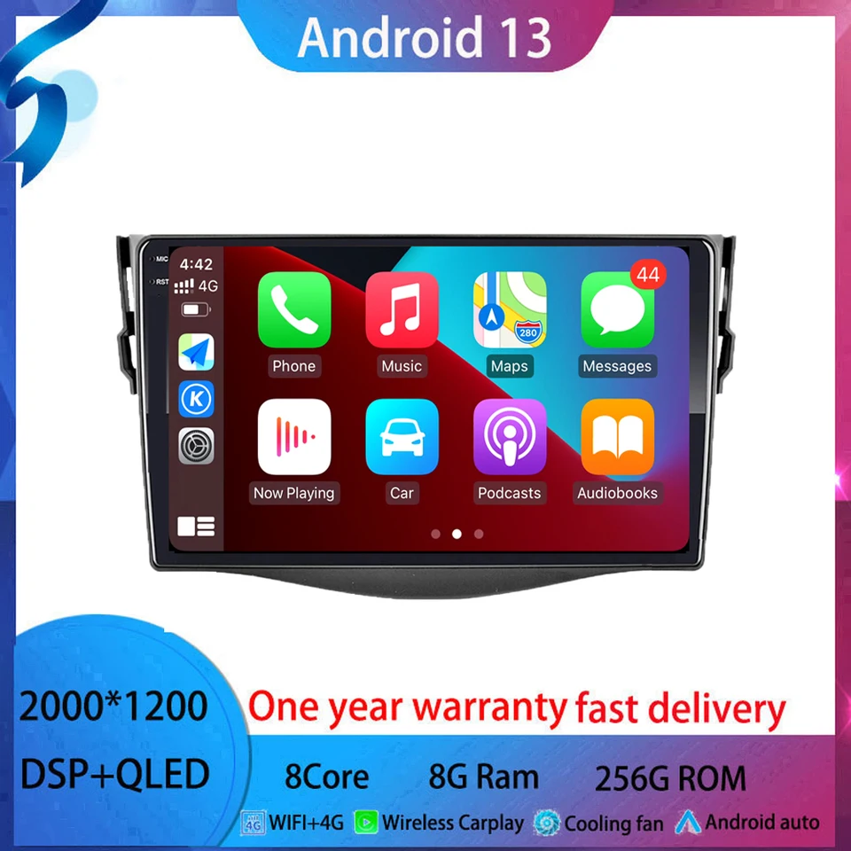 9 palcov Android 13 pre Toyota Rava 3 2005-2016 Car Multimedia Video Player Android Tablet Qled Screen 4G BT5.0 WiFi GPS