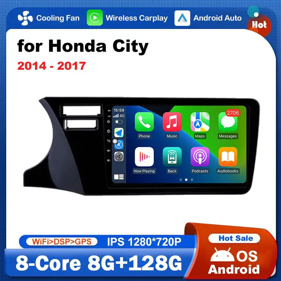 9 palcov LHD pre Honda City 2014 2015 2016 2017 Android OS Split Screen Car Radio Video Video Multimedia Player DSP Stereo GPS Navi WiFi