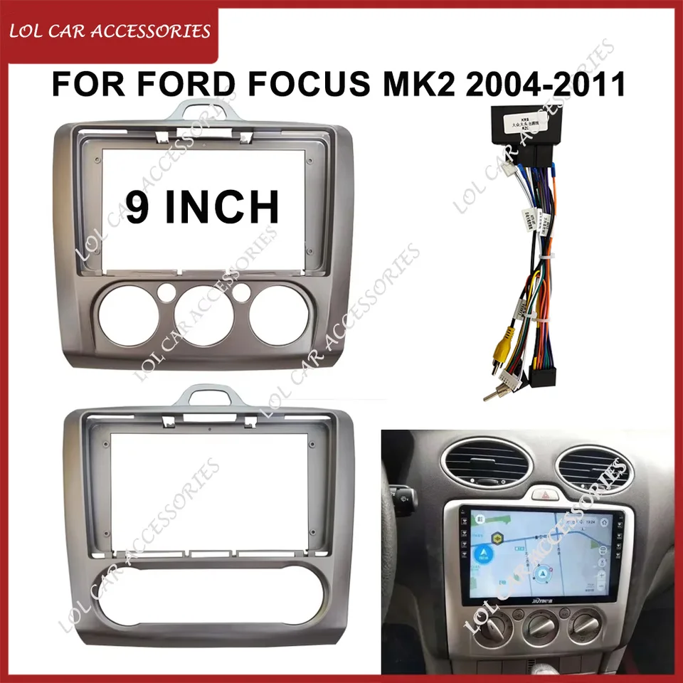 9 palcov pre Ford Focus MK2 2004-2011 Car Radio Stereo Android GPS GPS MP5 Player Caters Rám 2 DIN HEAD UNIT FASCIA DASS DOSP