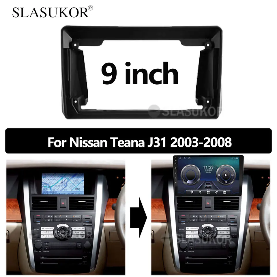 9 palcov pre Nissan Teana J31 2003-2008 DVD DVD Frame DIN Player Dashboard Adapter Oprava panela Facia Canbus kábel