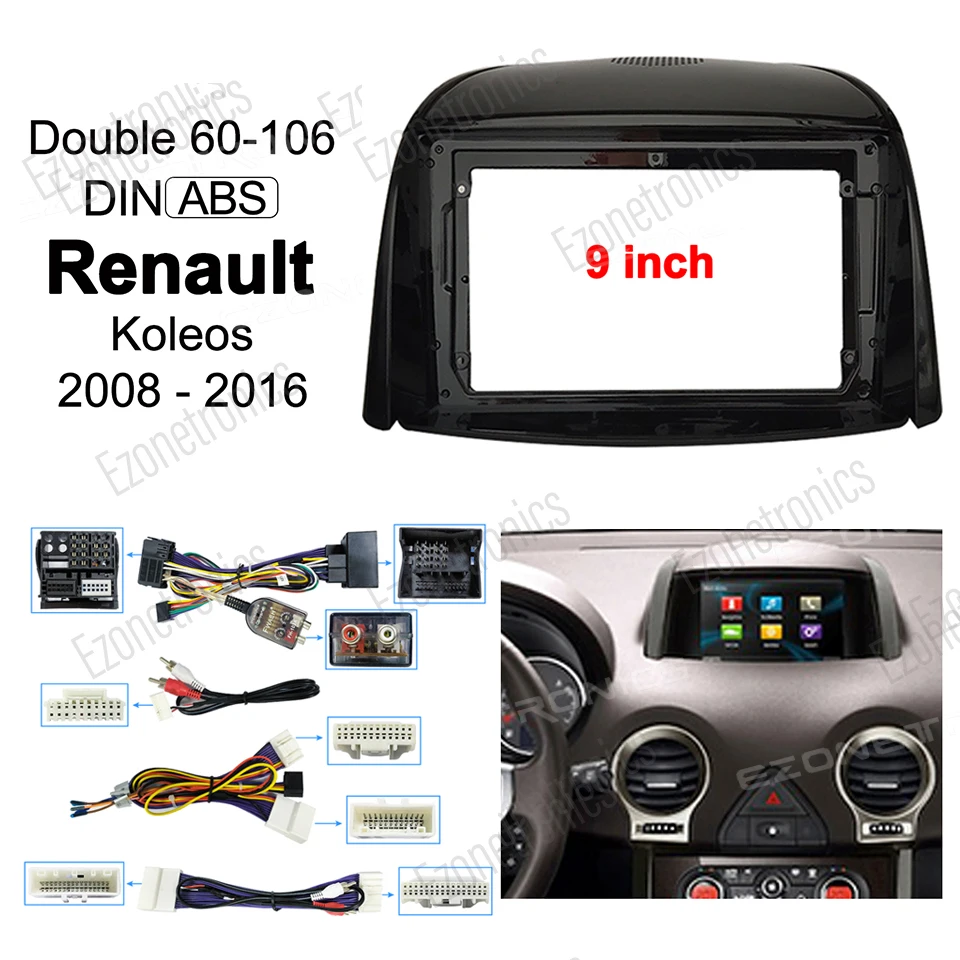 9 palcov pre Renault Koleos 2008-2016 DVOD AUTO RÁDIO DVD Rámo DVD Audio kovár