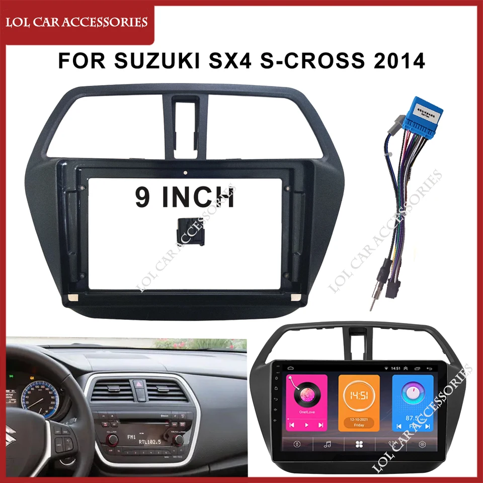 9 palcov pre Suzuki SX4 S-Cross 2014 Radio Car Android MP5 Play Panel Panel Panel Rám 2Din hlava jednotka Fascia Stereo Dash Cover