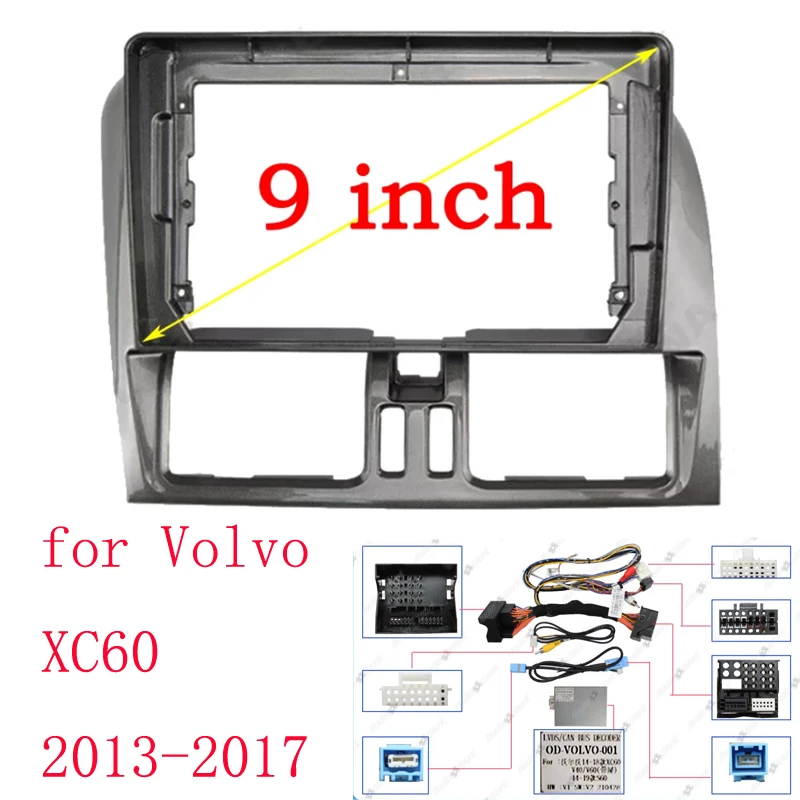 9 palcov pre Volvo XC60 2008-2019 Rádiový fasciásový rám stereofónneho panelu káblového zväzku konektora napájacieho kábla Dekodér Canbus