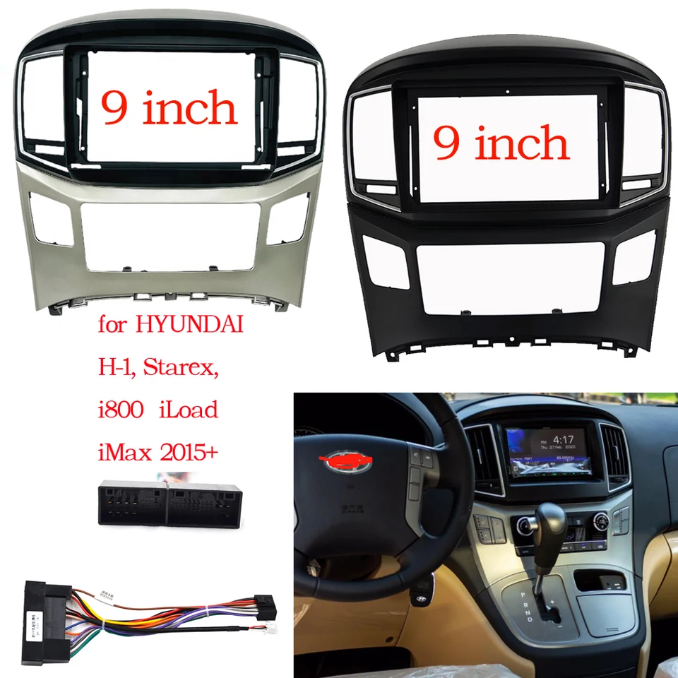 9-palcový automobil DVD Frame Audio Dash Dash Tink súpravy Facia Panel Radio Player Player 2 Din pre Hyundai H1 Starex 2015-2018 Rám súpravy