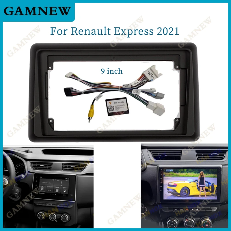 9 -palcový automobil Fascia adaptér Canbus Box Decoder Android Radio Radio Audio Dash Panel Kit pre Renault Express 2021