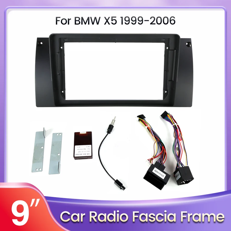 9 -palcový DVD DVD Player Frame Fascia Adapter Canbus Box Decoder pre BMW 5 Series E39 E53 X5 Android Radio Dash Panel Kit