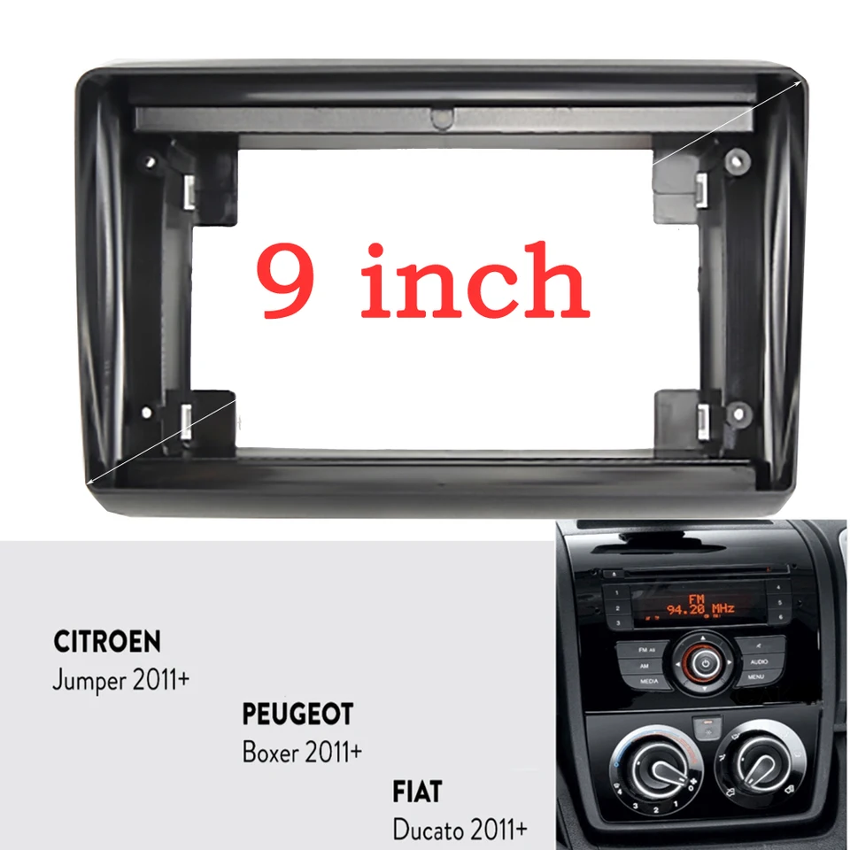 9 -palcový rámec automobil Fascia Adaptér Canbus Android Radio Dash Panel Panel Kit pre Fiat Ducato Citroen Jumper Peugeot Boxer 2011+