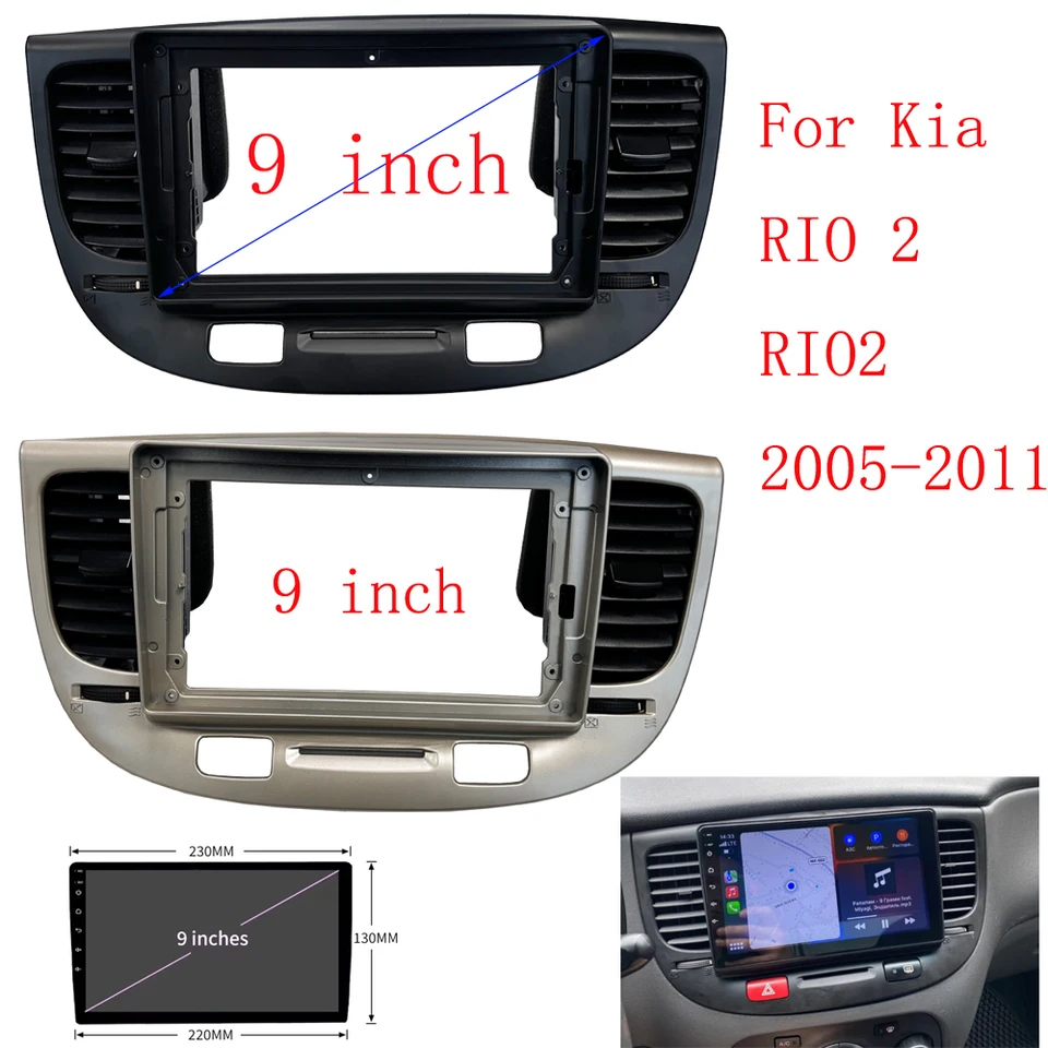 9-palcový rámec automobilu Klimatizácia Outlet Android Radio Audio Dash Panel Fascias pre Kia Rio 2 Rio2 2005-2011