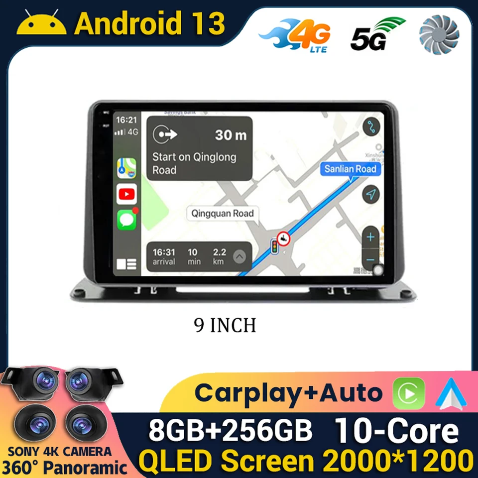 9 'Universal 2Din Radio Android 13 GPS CarPlay Auto Dashboard pre vozidlo automobilu alebo RV Stereo Panel Dashboard Mount for VW Toyota