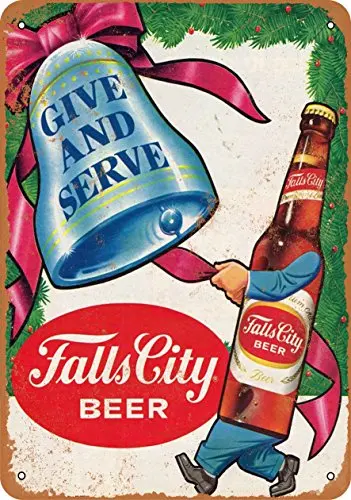 9 x 12 kovové znamenie - Fall City Beer Vianoce - Vintage vzhľad