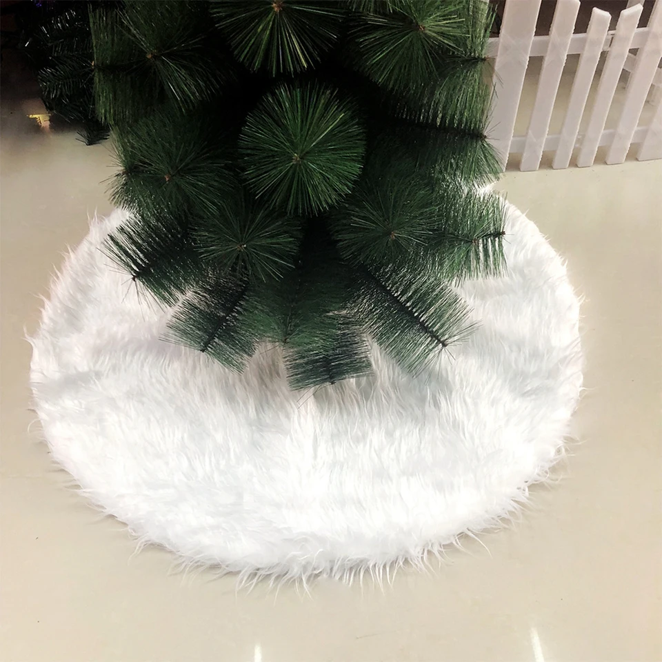 90/120 cm vianočný stromček sukňa Round White Faux kožušiny vianočné stromy koberec Matky veľké sukne na novoročné večierky vianočné dekorácie