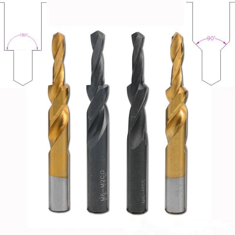 90 180 stupňov rovná stopka Krok Vŕtačka Dvojstupňová rovná drážka Twist Drill Conutersunk Vŕtačka pod vŕtačkou M3/M4/M5/M6/M8/M10