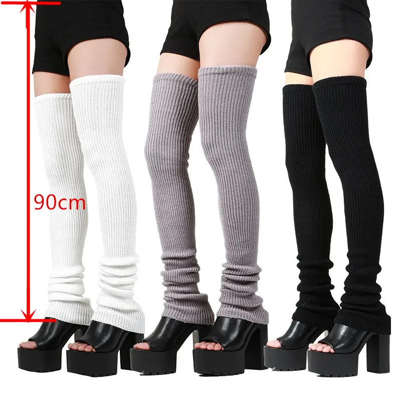 90 cm teplý anime gotický lolita pančucháče koleno ponožky Cosplay kostýmy doplnky pletené voľné ponožky pile ženy slúžka Dlhá noha Ohrievače