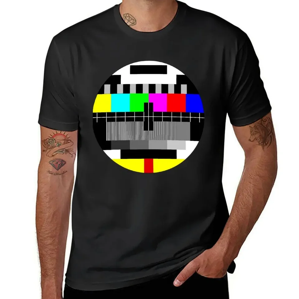90. roky TV Test Pattern Tričko Vinobranie tričká basketbalové grafické odpaliská pánske tričko grafika