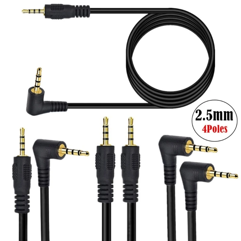 90 stupňov 4 stĺpy 2,5 mm kábel Muž 2,5 mm až 2,5 mm Jack Mužský zvukový stereofónny kábel pre slúchadlá 2,5 mm zvukový kábel pre slúchadlá pre slúchadlá