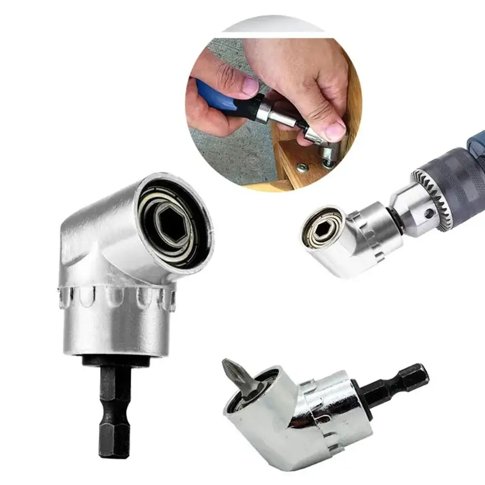 90 stupňov pravý uhlový vŕtací skrutkovač adaptér Flexibilný bit Woodworking Extension Bit Bit Ručné ručné náradie hriadeľ Magnetická ponožka O1N6