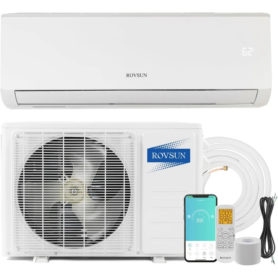 9000BTU WiFi povolené mini split klimatizácia a ohrievač, 19 SEER 115V Energia SAIRING INVERTER DUCTless Wall AC Unit AC