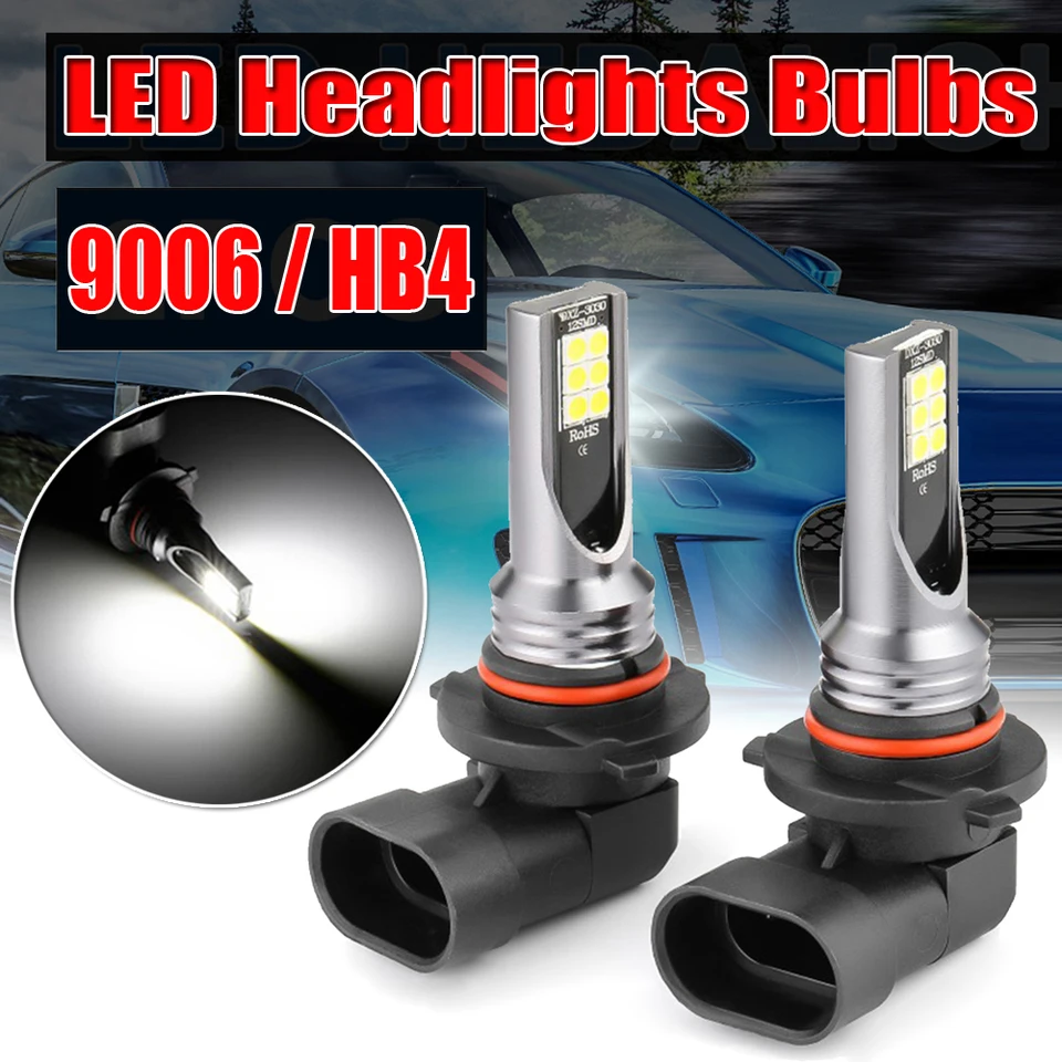 9006 HB4 Auto LED svetlomety 6000K Biele hmlové žiarovky 10000lm Super svetlé LED denné svetlá Automobily Príslušenstvo