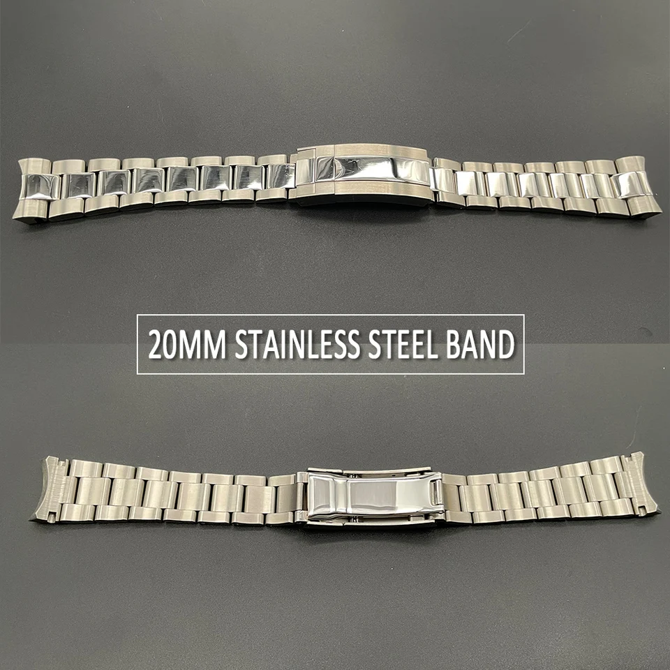 904 l 20 mm z nehrdzavejúcej ocele Stredný poľský oceľový náramok Fit Sub/RLX Wristwatch Daytona pásová skladačka