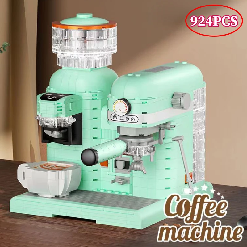 924ks Classic Retro Coffee Machine Grinder Building Blocks Model Decoration DIY Hračky pre dospelých