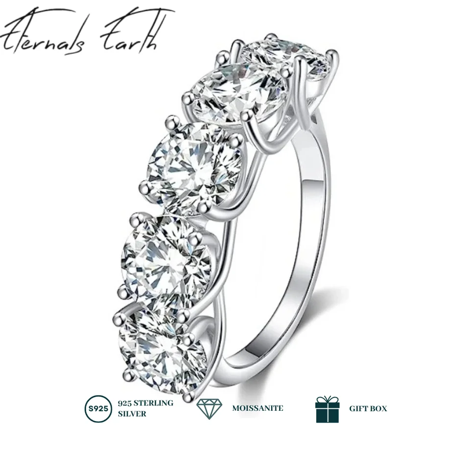 925 Sterling Silver 2,5-5 Carat Moissanite Diamond 5 ks Half Row Luxusný prsteň Trend módne muži dámy narodeniny darček svadba