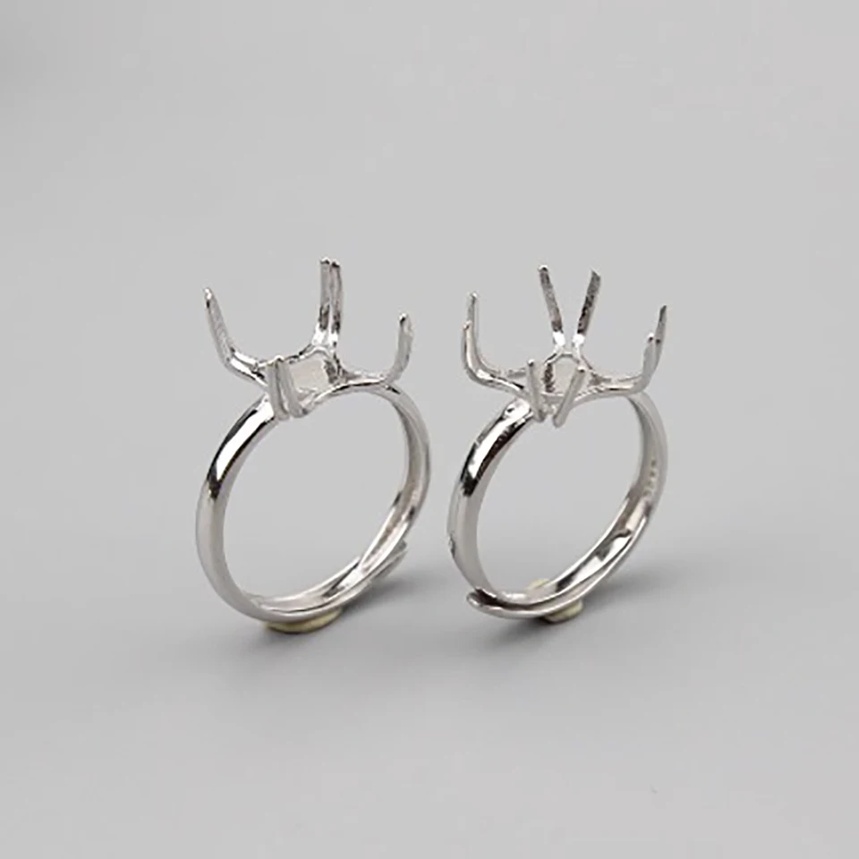 925 Sterling Silver 8 Claw Ring Plosky nastaviteľné základne pre nepravidelné drahokamy Cabochon Nastavenia DIY Rings