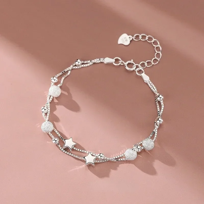 925 Sterling Silver Beautiful Stars Náramky pre ženy Kórejský módny návrhár Party Svadobné šperky s dovolenkovými darčekmi