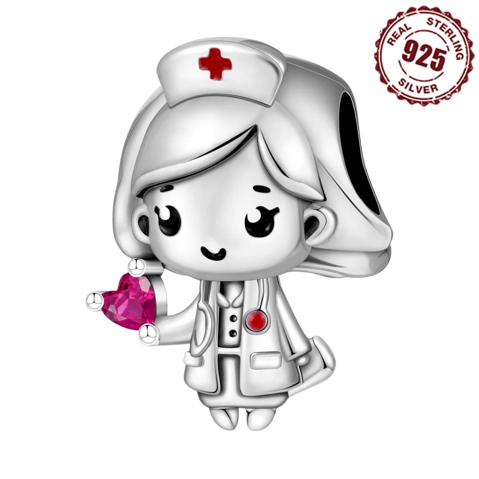 925 Sterling Silver Cartoon Character Nurse Pirálka Fit náramky DETORÁCIA DIY narodeninové oslavy darčekové šperky náramky Príspevok