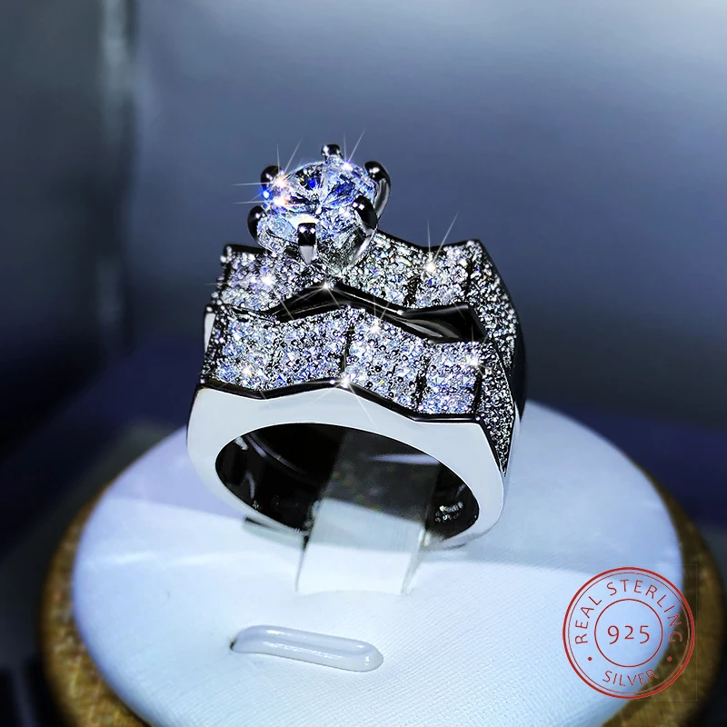 925 Sterling Silver Classic Fashion Six Biely zirkónový prsteň set prsteň šperky darček dámy narodeninová oslava