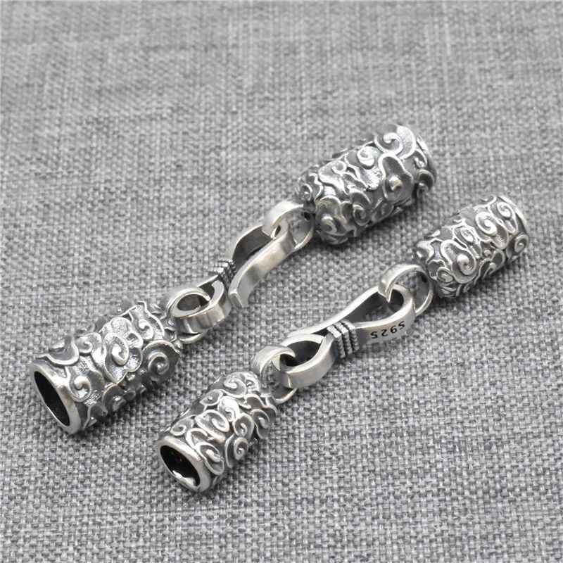 925 Sterling Silver Cloud Design Cap s háčikmi pre koženú šnúru náramku