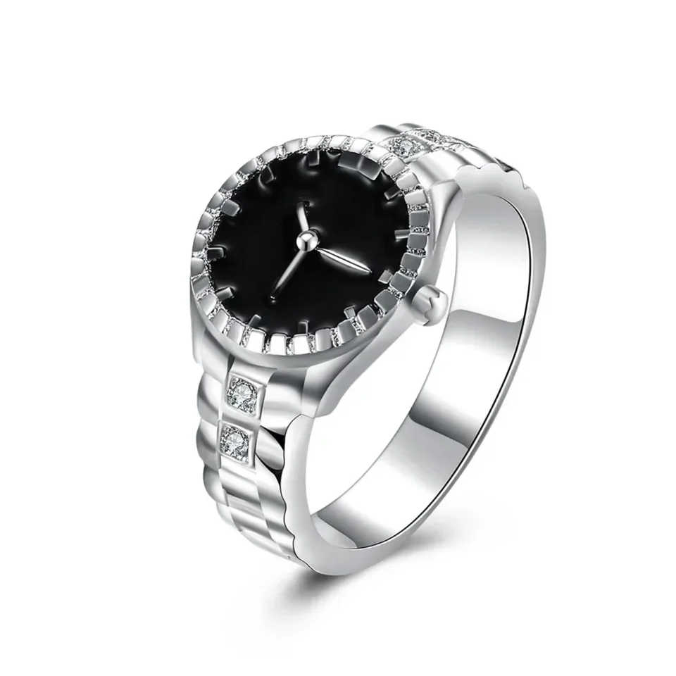 925 Sterling Silver Crystals Rings vianočný darček pre ženy, Lady Like Watch Style Lovely Wedding CutoD Módne klasické šperky