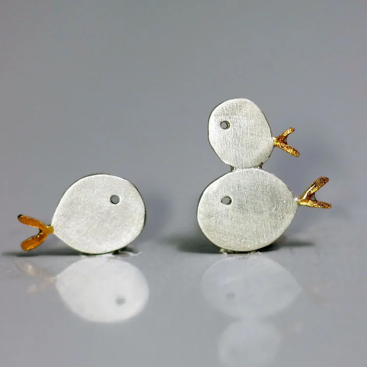 925 Sterling Silver Cute Fish Family Stud pre ženy darček hypoalergénny šterling-Silver-židovník