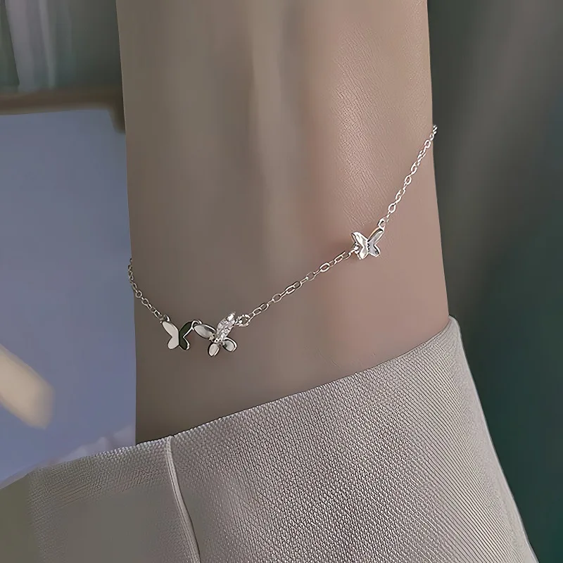 925 Sterling Silver Diamond-Studfly Butterfly Náramok Dámsky módny šperk kvetina