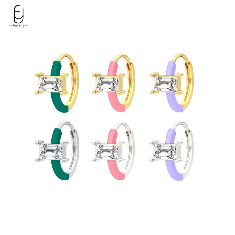 925 Sterling Silver Ear ihla Luxusné farebné náušnice skloviny pre ženy biele zirkón Zlaté strieborné náušnice módne šperky