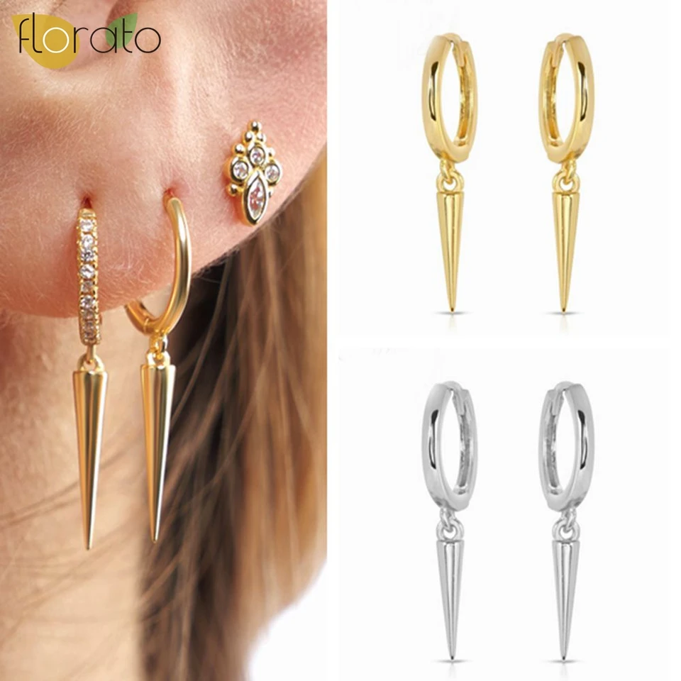 925 Sterling Silver Ear Needle Light Luxusné, jednoduché náušnice so zlatými striebornými obručmi Unikátne špicaté klasické náušnice pre ženy šperky