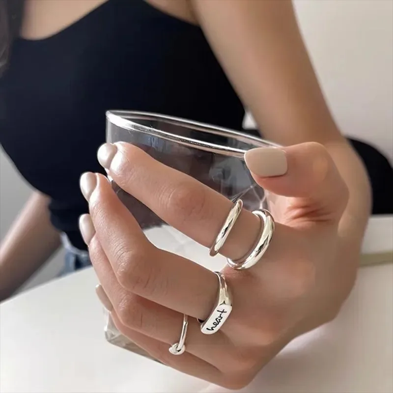 925 Sterling Silver Geometric Unique Double Lines Rings pre ženy České nastaviteľné otvorené vintage prsteň pre darček k narodeninám na párty