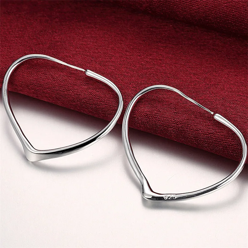 925 Sterling Silver Heart Hoop náušnice pre ženu svadobné zásnubné večierky módne kúzlo šperky darček