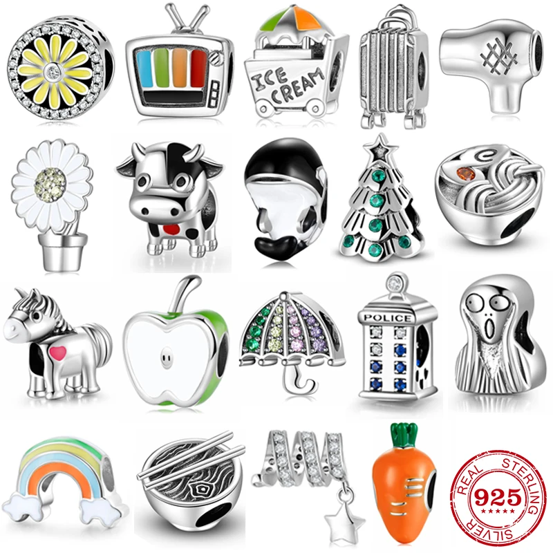 925 Sterling Silver Krásne roztomilé kravské kvety kvety kúzlo korálky doplnky Fit Original Jiuhao DIY náramky šperky na výrobu darčekov