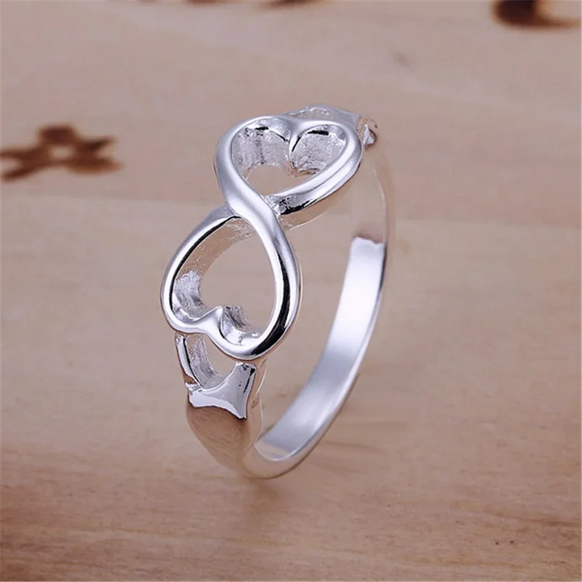 925 Sterling Silver Rings for Women 8-Triped Veľkosť srdca 7 8 9 módne sviatočné darčeky zásnubné svadobné špičkové šperky