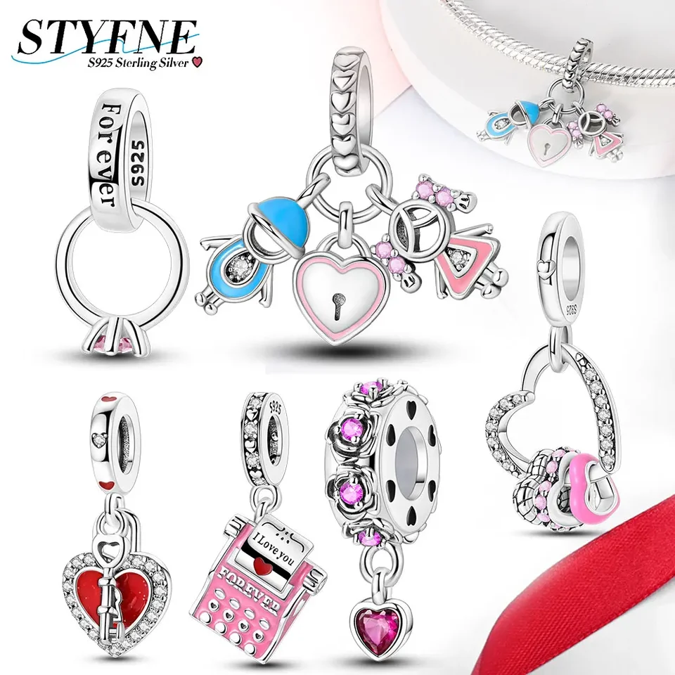 925 Sterling Silver Rose Glue Polohovanie polohy korálky korálkové kúzlo Fit originálny náramok DIY Dámsky deň svätého Valentína