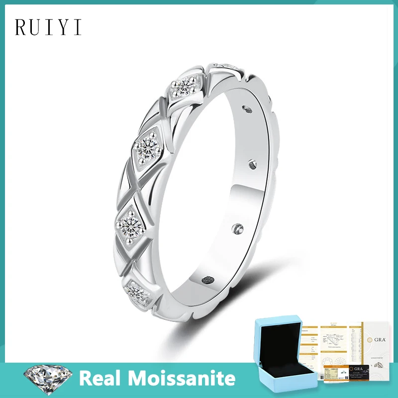 925 Sterling Silver Row Ring Trendy Dainty 2mm Moissanit Rhobic Diamond Ring for Women Birthday Party Darček výročie šperkov