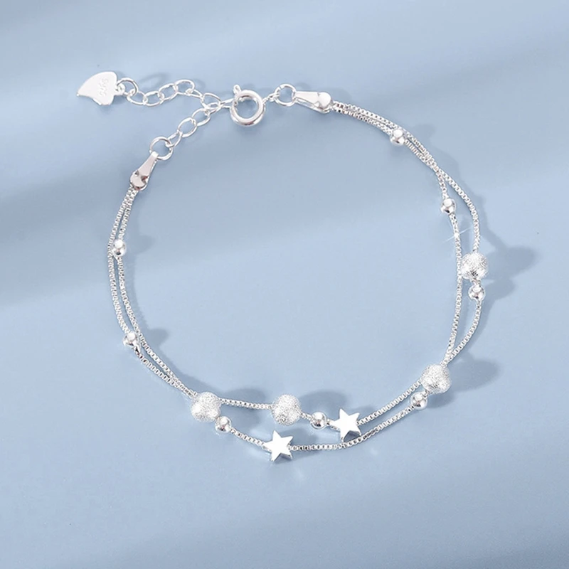 925 Sterling Silver Shiny Stars Náramky pre ženy Kórejský módny návrhár Party Svadobné šperky Darčeky s dovolenkami