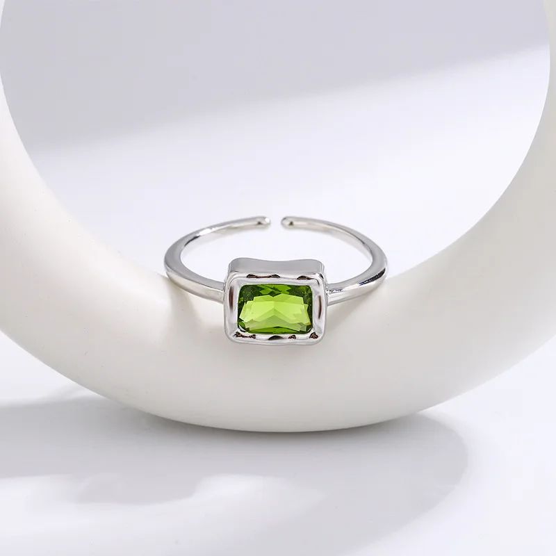 925 Sterling Silver Square zirkón nastaviteľný dámsky prsteň svadobné šperky Veľkoobchod