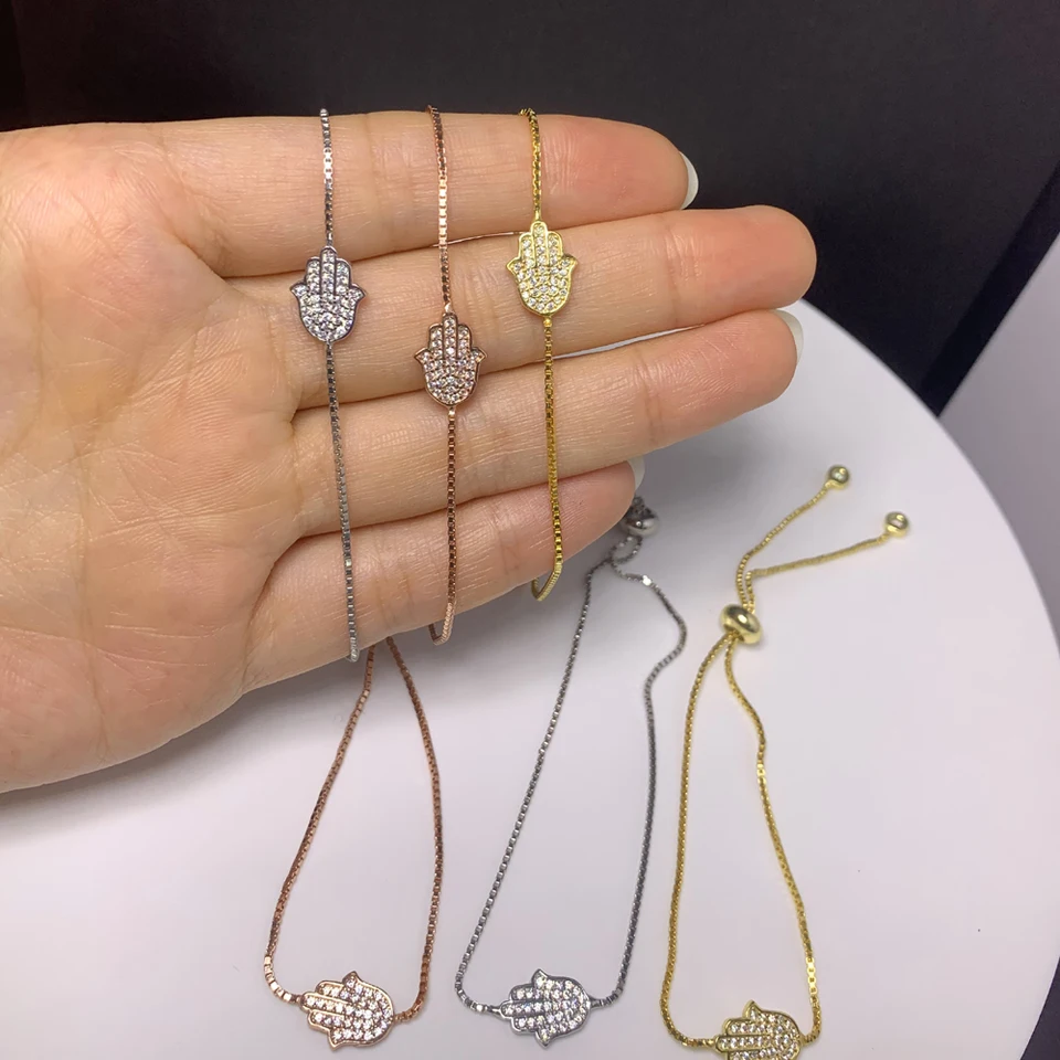 925 Sterling Silver Turkish Fatima Hamsa Ručne tenký náramok Náramok upravený kúzlo Pulz Denný šperk darček pre ženy dievča