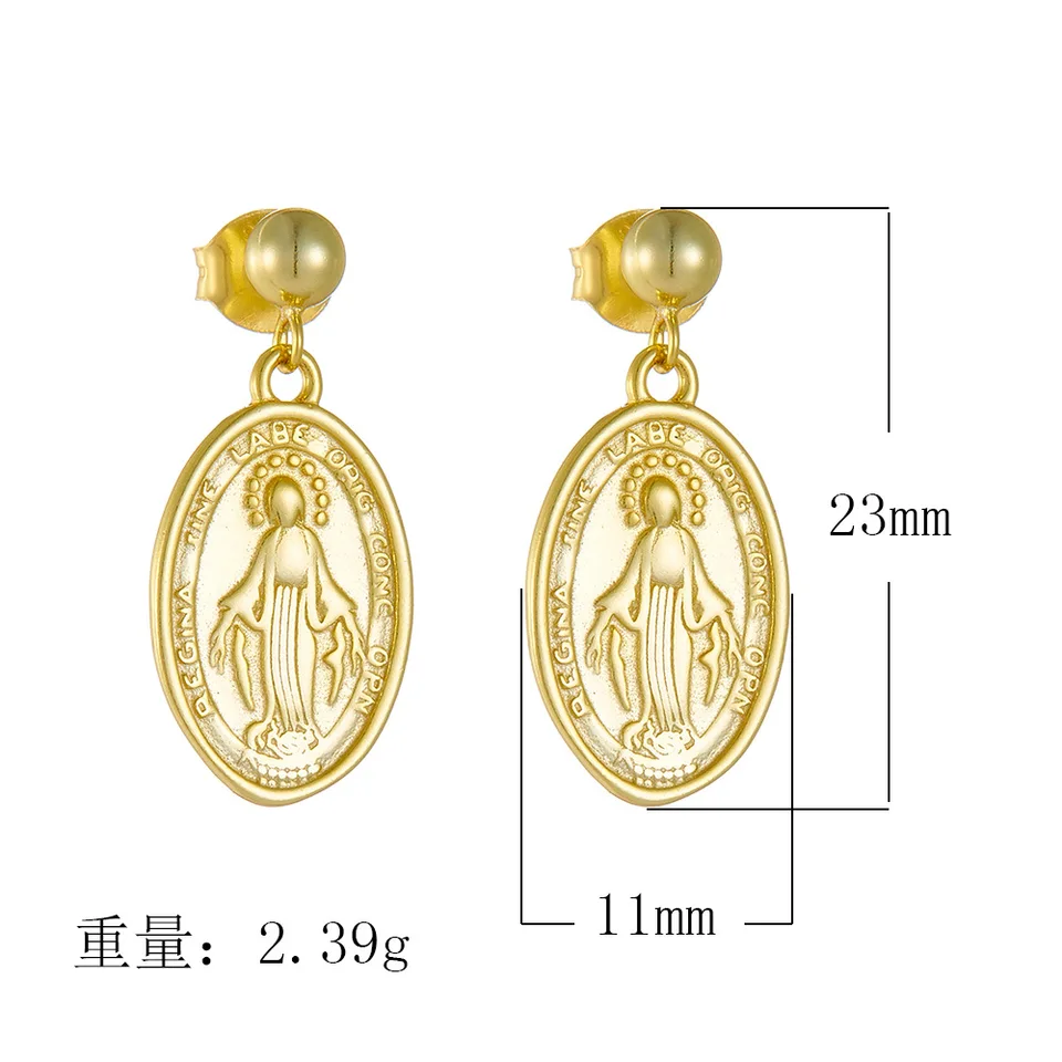 925 Sterling Silver Vintage Gold Color Magická medaila Panna Mary Oval Sucks pre darčekové šperky